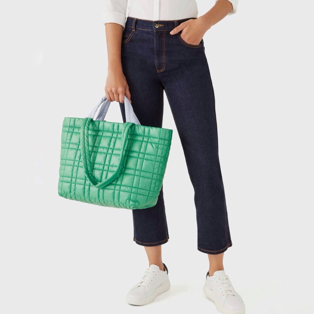 Kate Spade Large Green Double Handle Quilted Tote Bag